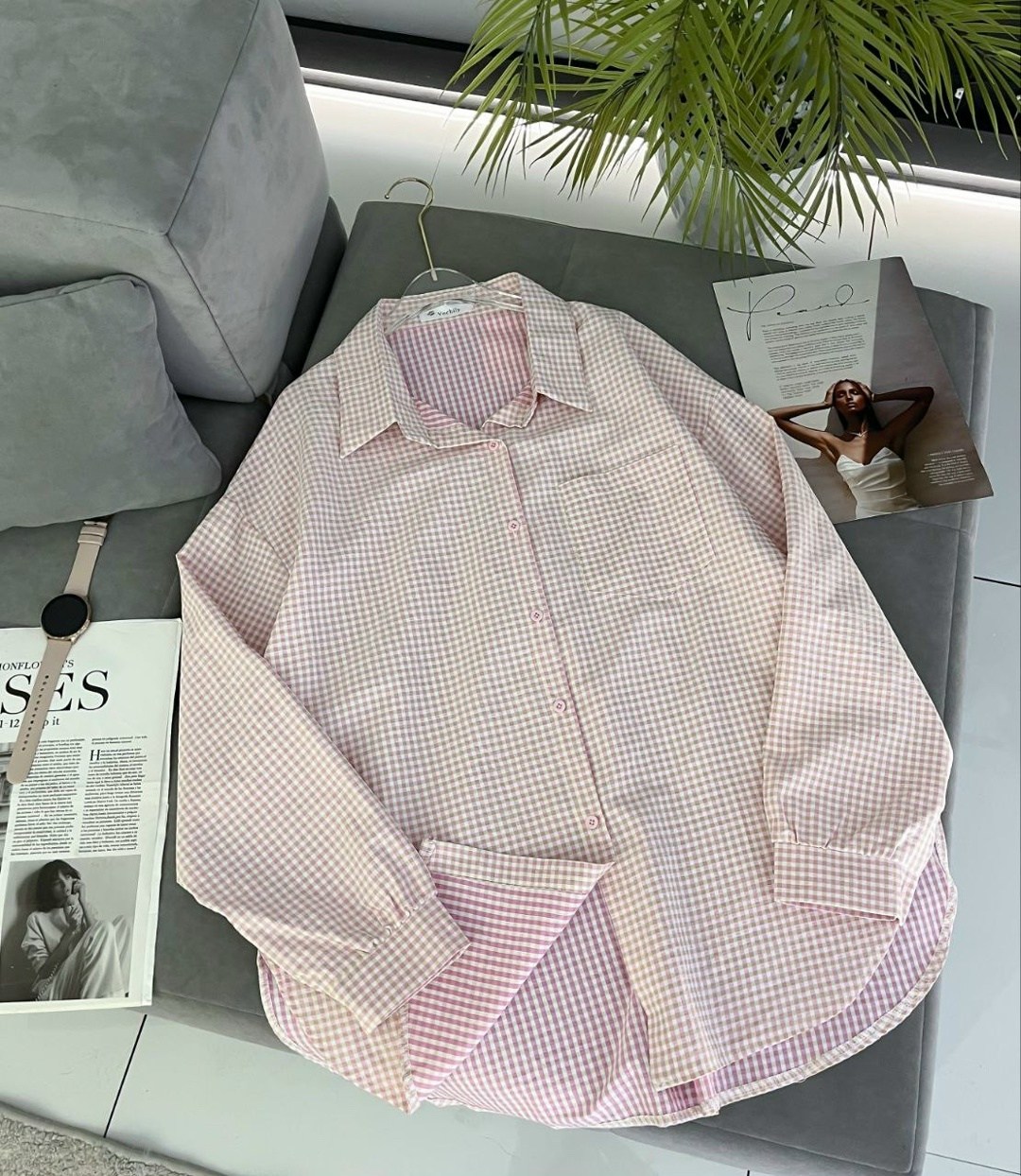 рубашка оверсайз летняя в клетку betrendy wear,рубашка женская,женская рубашка оверсайз клетка,рубашка женская оверсайз,оверсайз рубашка