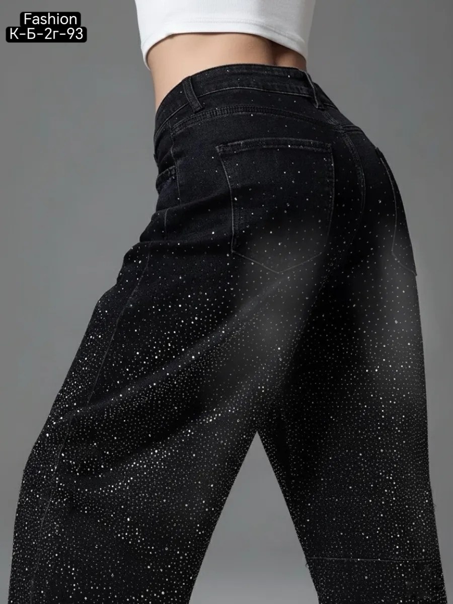 джинсы со стразами,джинсы широкие багги со стразами selfsame,джинсы широкие со стразами,джинсы со стразами женские,брюки со стразами