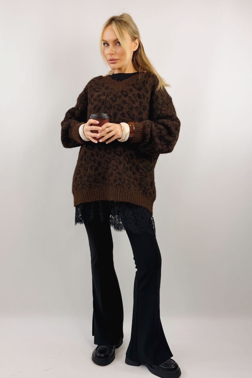 свитер женский,свитер с шерстью,коричневый джемпер,джемпер,свитер