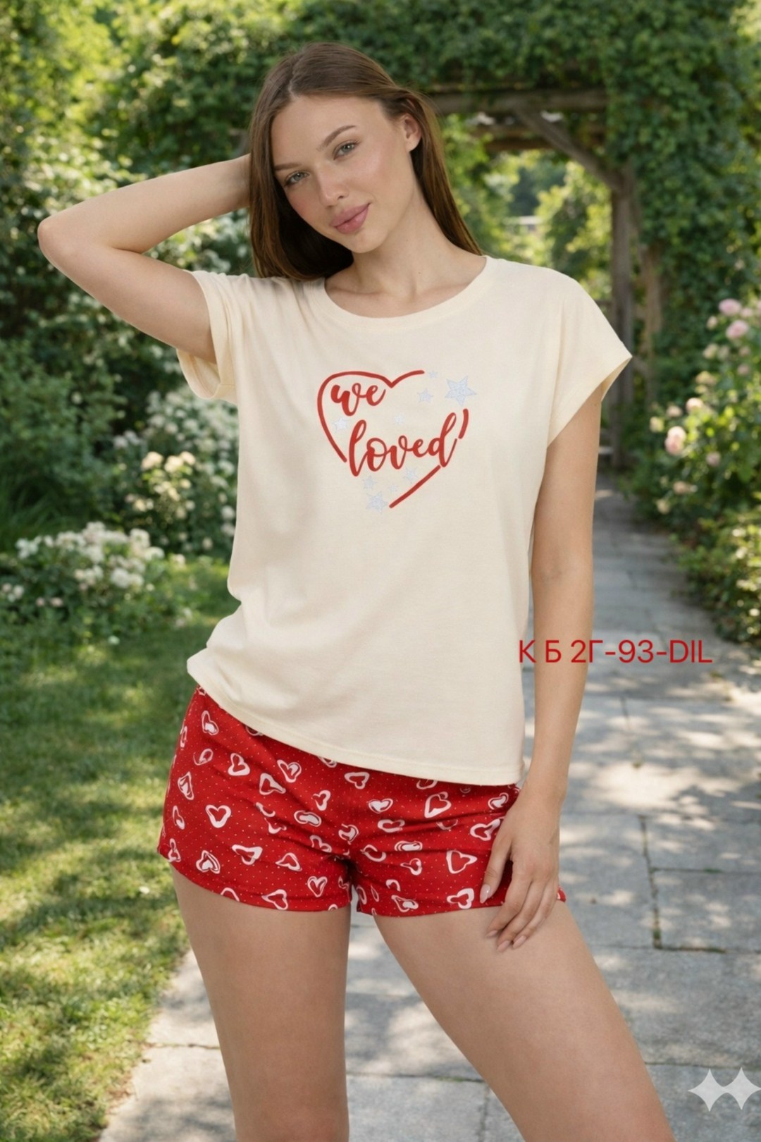 пижама женская,пижама женская с шортам,пижама женская с шортами с сердечками,пижама женская (футболка и шорты) kaftan "love" р.44-46,пижама женская (футболка и шорты) kaftan "love" р.40-42