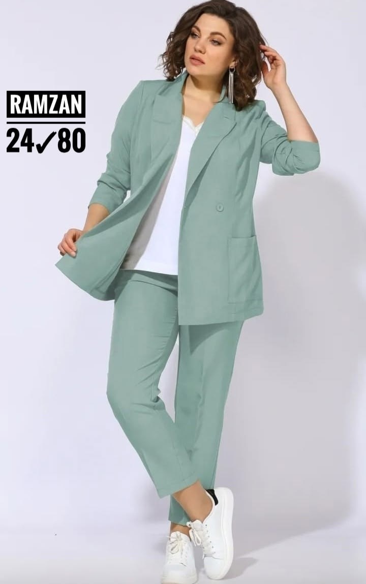 костюм брючный 1345 асолия,брючный костюм,женский брючный костюм,костюм брючный 1391 деним асолия,васильковый брючный костюм женский