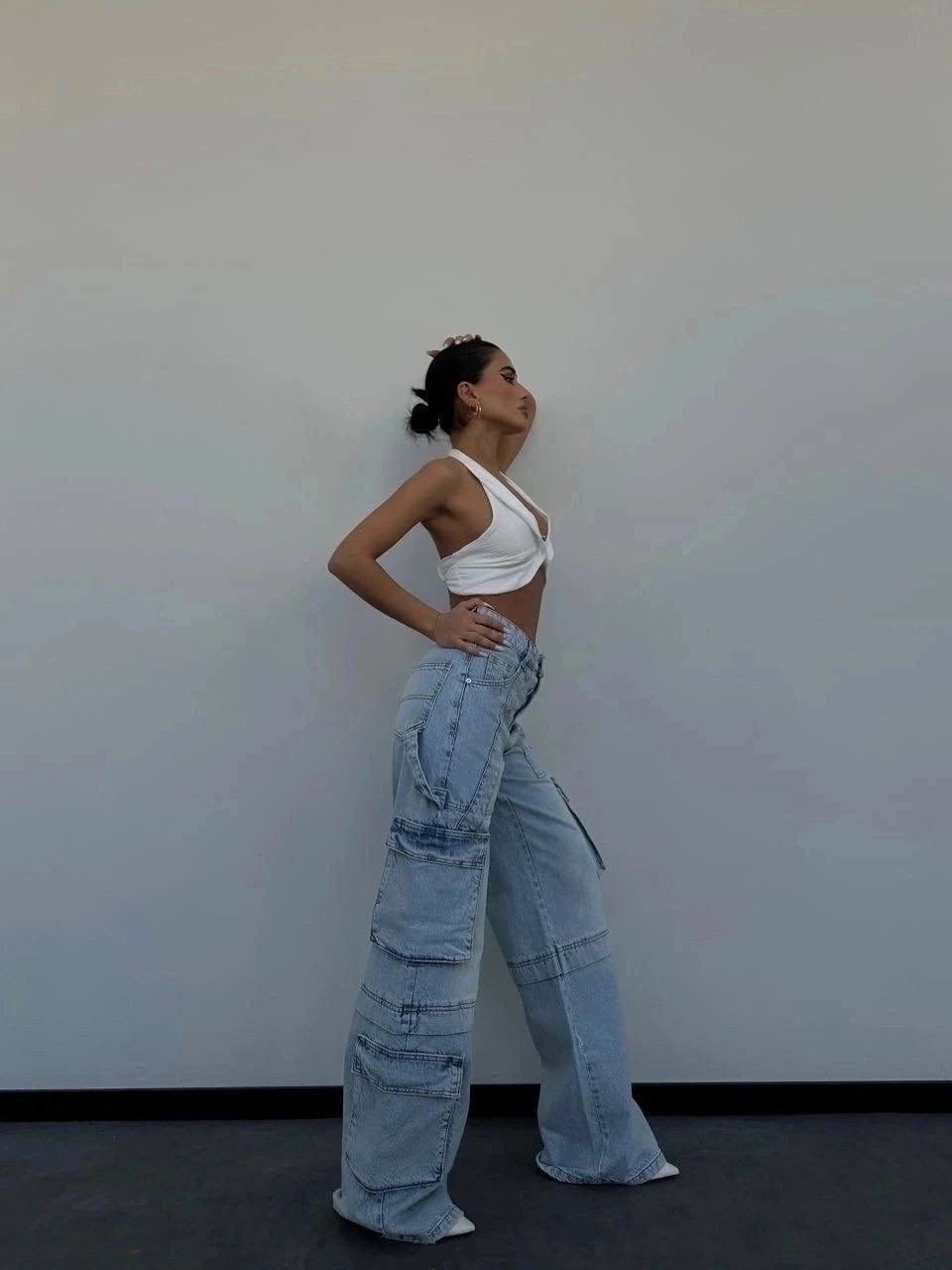 женские джинсы и брюки,джинсы карго,джинсы карго женские широкие,модные джинсы,джинсы с карманами