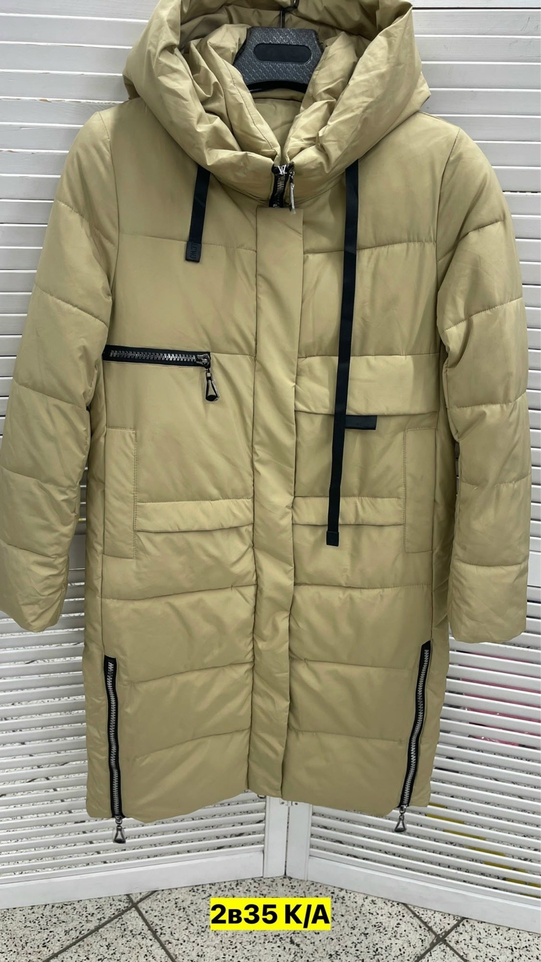 женский пуховик 7068-s92 бежевый,женские пуховики,бежевый пуховик,пуховик зимний длинный с капюшоном оверсайз ksulor brand,женская зимняя куртка