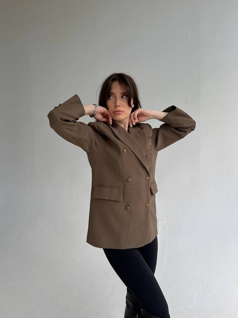 жакет двубортный "шоколад",двубортный жакет,полупальто пиджак,пиджак и жакет,женский пиджак