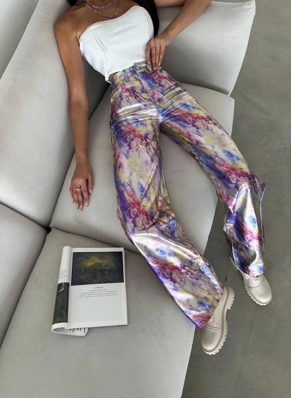 джинсы с напылением,модные брюки,брюки розовые,брюки блестящие