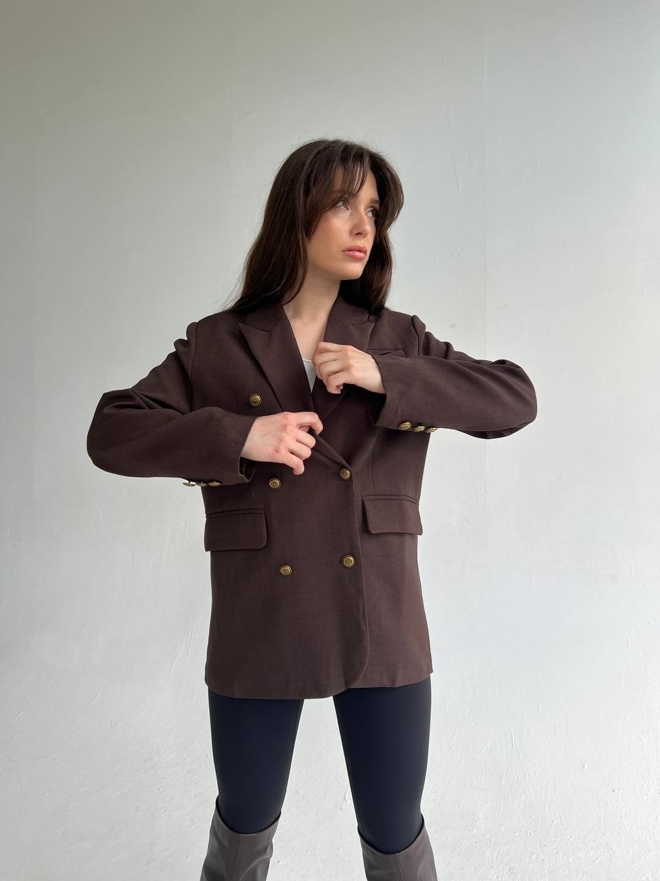 жакет двубортный "шоколад",двубортный жакет,полупальто пиджак,пиджак и жакет,женский пиджак