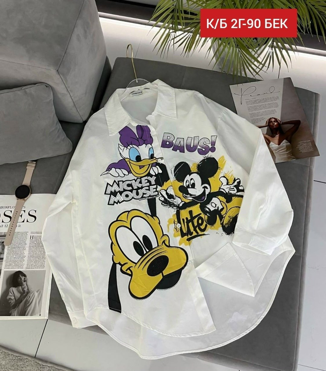 рубашка женская,рубашка с микки маусом,блузка стильная,рубашка модная,стильная рубашка