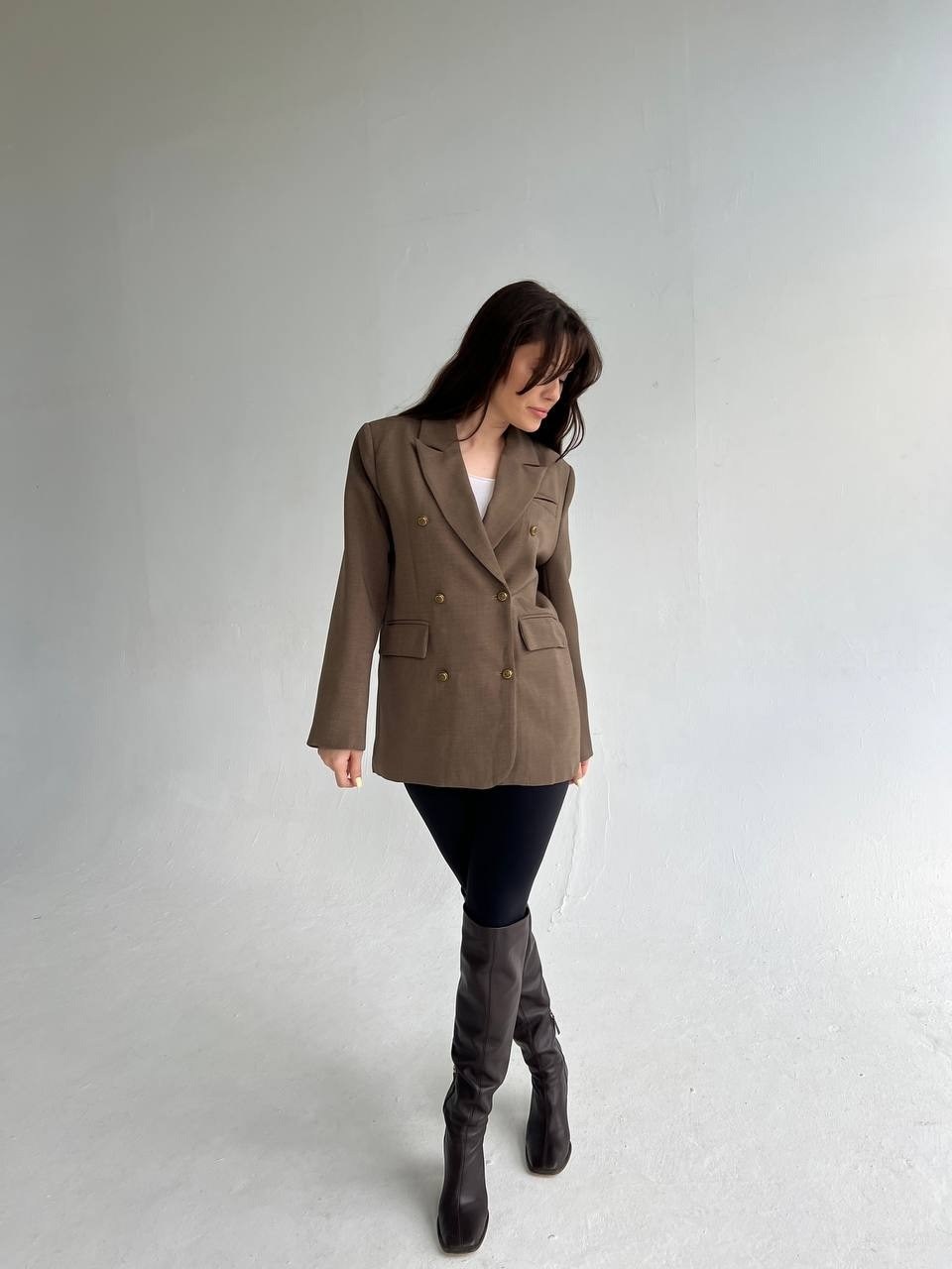 жакет двубортный "шоколад",двубортный жакет,полупальто пиджак,пиджак и жакет,женский пиджак