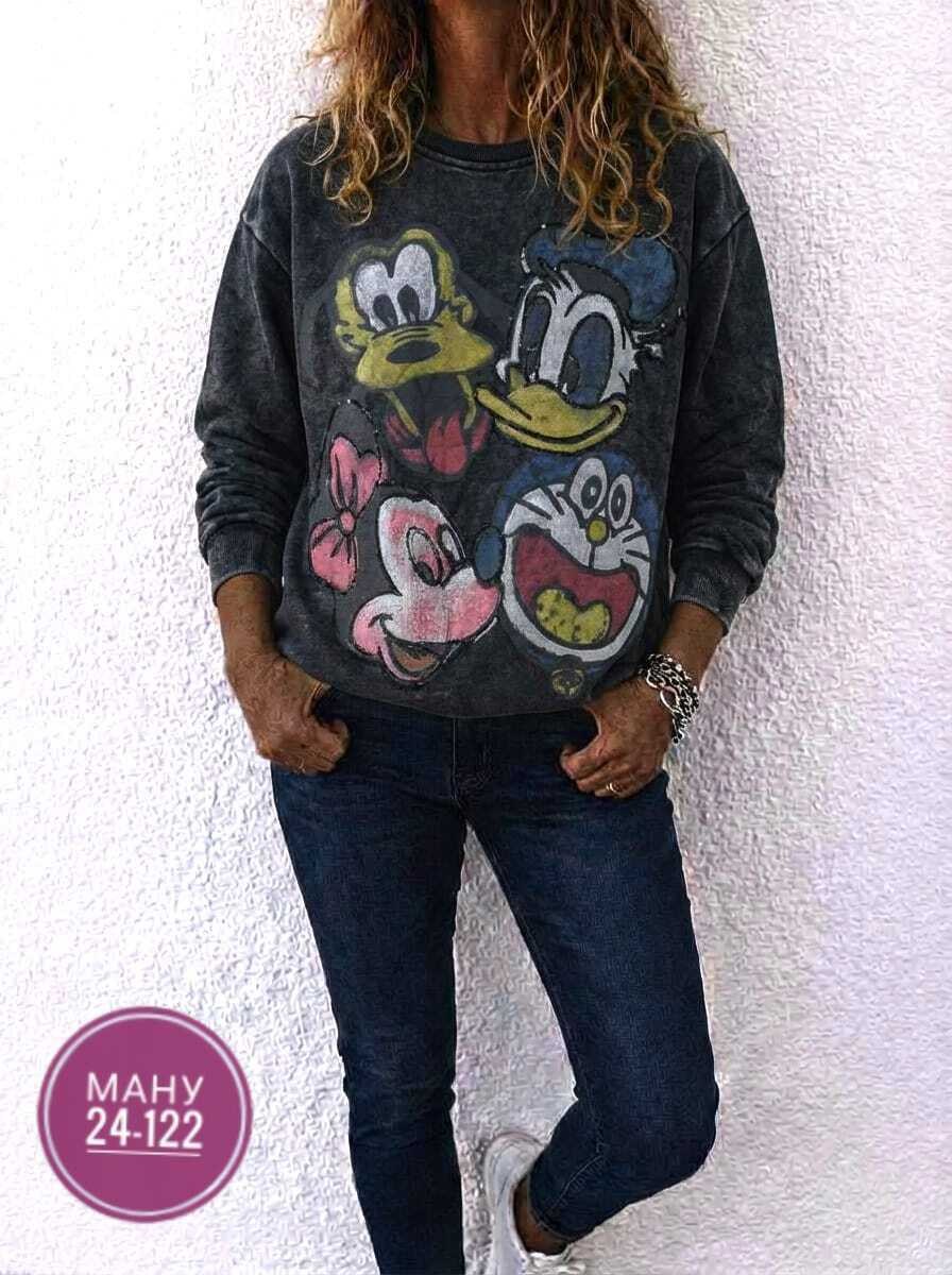 кофта варенка оверсайз с принтом микки маусом,женская кофта,свитшот женский,кофта,толстовка кофта