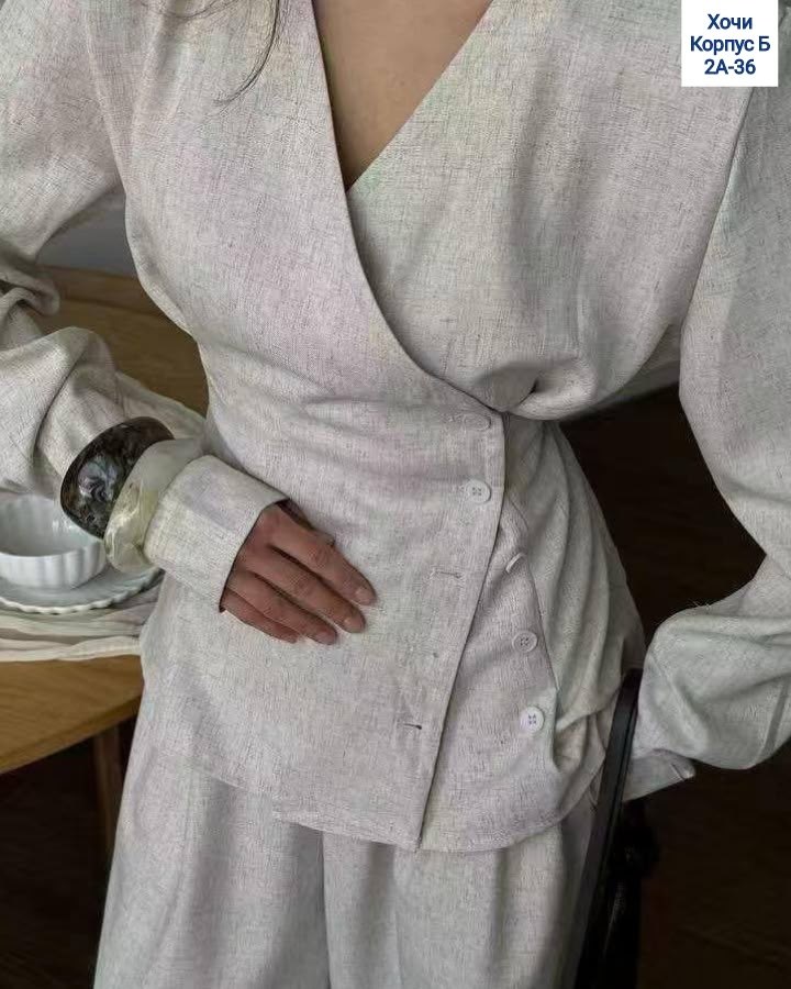 костюм брючный льняной mabag eco 333088348,костюм с брюками,костюм лен женский брючный,льняной брючный костюм,атласный брючный костюм женский