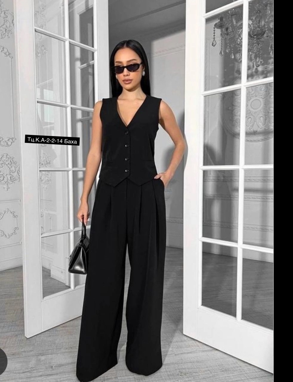 костюм с жилетом брючный классический ne.skromno,женский брючный костюм из жилета и брюк,костюм брючный с жилеткой деловой палаццо rushd цвет темно-серый,брючный костюм,стильный женский брючный костюм