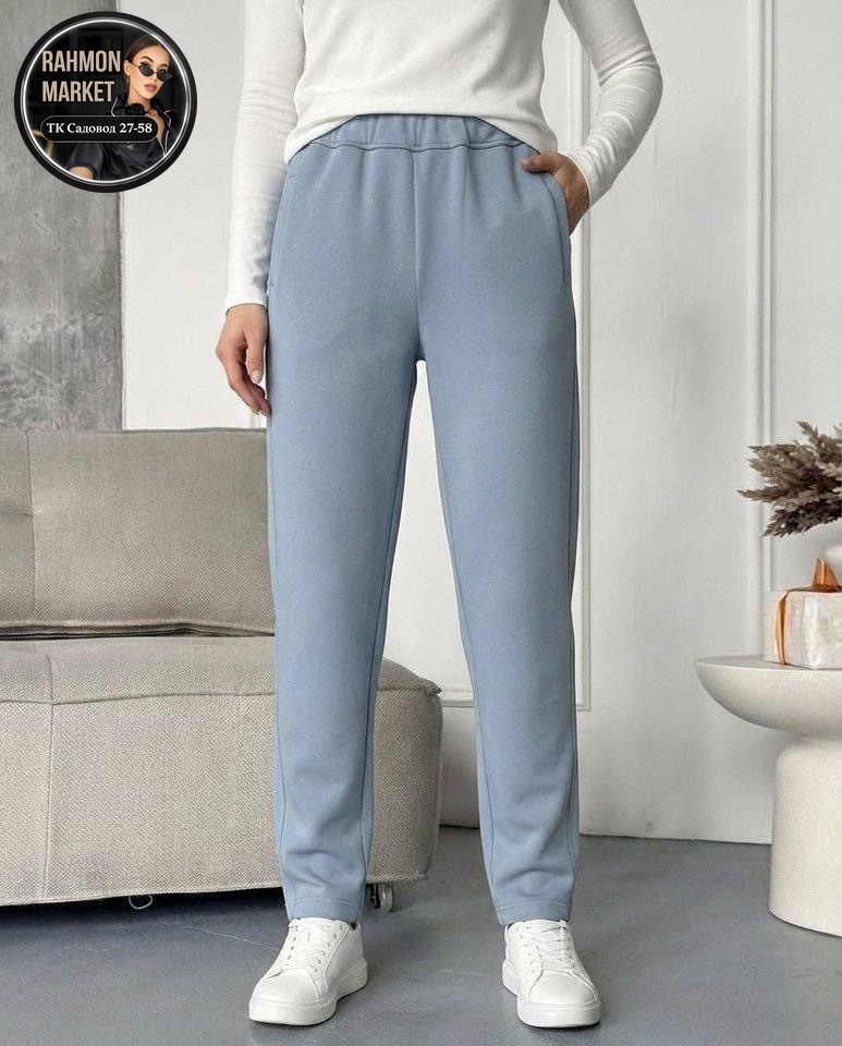 голубые брюки женские,брюки голубой,брюки жен,брюки женские,брюки спортивные с начёсом джоггеры утепленные chelebi