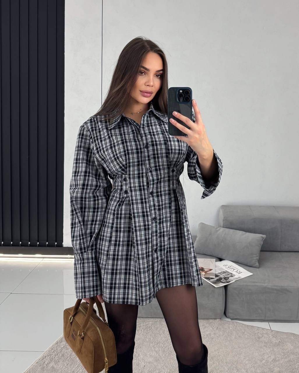 рубашка женская в клетку,рубашка в клетку оверсайз со стразами perferita,рубашка ткань клетка,женская рубашка,платье рубашка в клетку