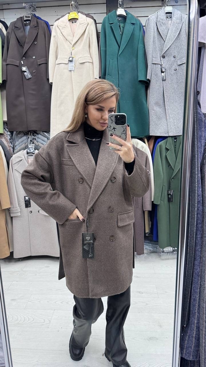 женское серое пальто,стильное пальто,пальто длинное демисезонное оверсайз amore wear 316601955,пальто женское,полупальто