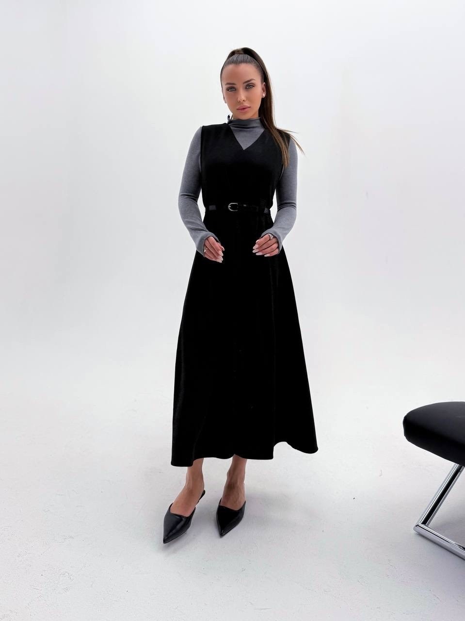 сарафан,сарафан женский,модный сарафан,черный сарафан,бархатный сарафан