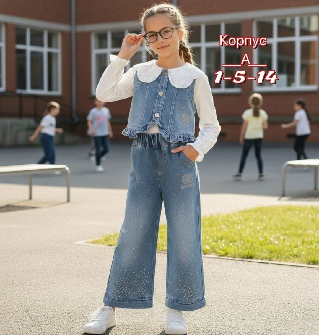 джинсовые комбинезоны,жилет школьная,жилет джинсовый,джинсовые костюмы,жилет для девочек