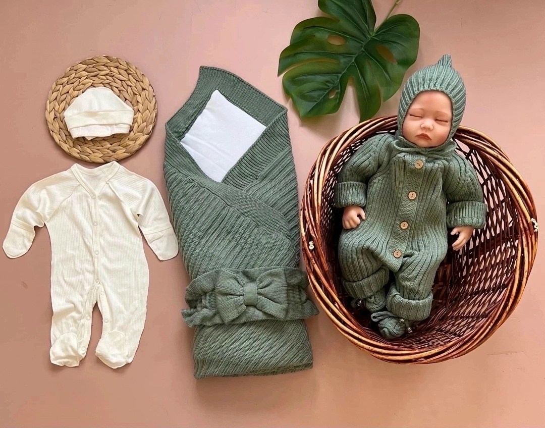 вязаный комплект на выписку,комплект на выписку тося&бося новорожденные,комплект на выписку и прогулки " hugge" 5 предметов цвет: молочный,комплект на выписку для новорожденного,комплект на выписку