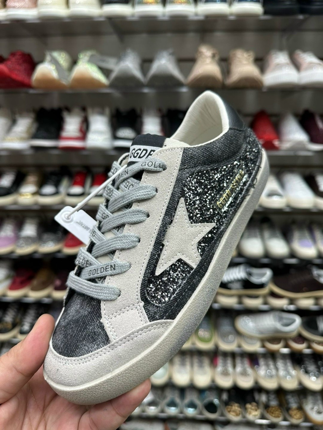 ,golden goose кеды super-star с кристаллами черный,кеды golden goose,golden goose sneakers,кроссовки golden goose boutique