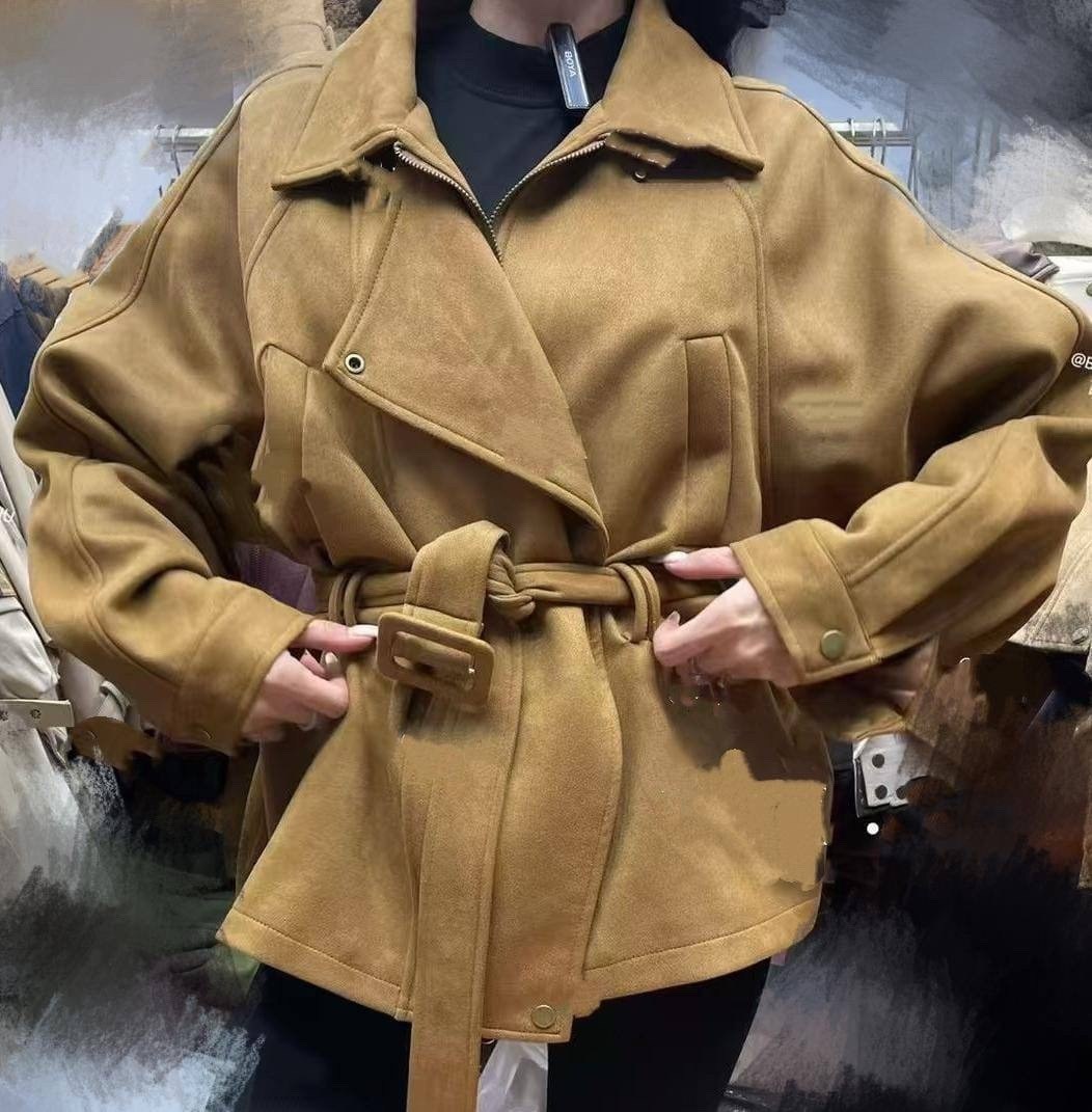 замшевая куртка,куртка рабочего тренд замшевая tinaria 313880037,куртка замшевая женская,куртка из искусственной замши коричневая,классическая коричневая замшевая женская куртка с поясом