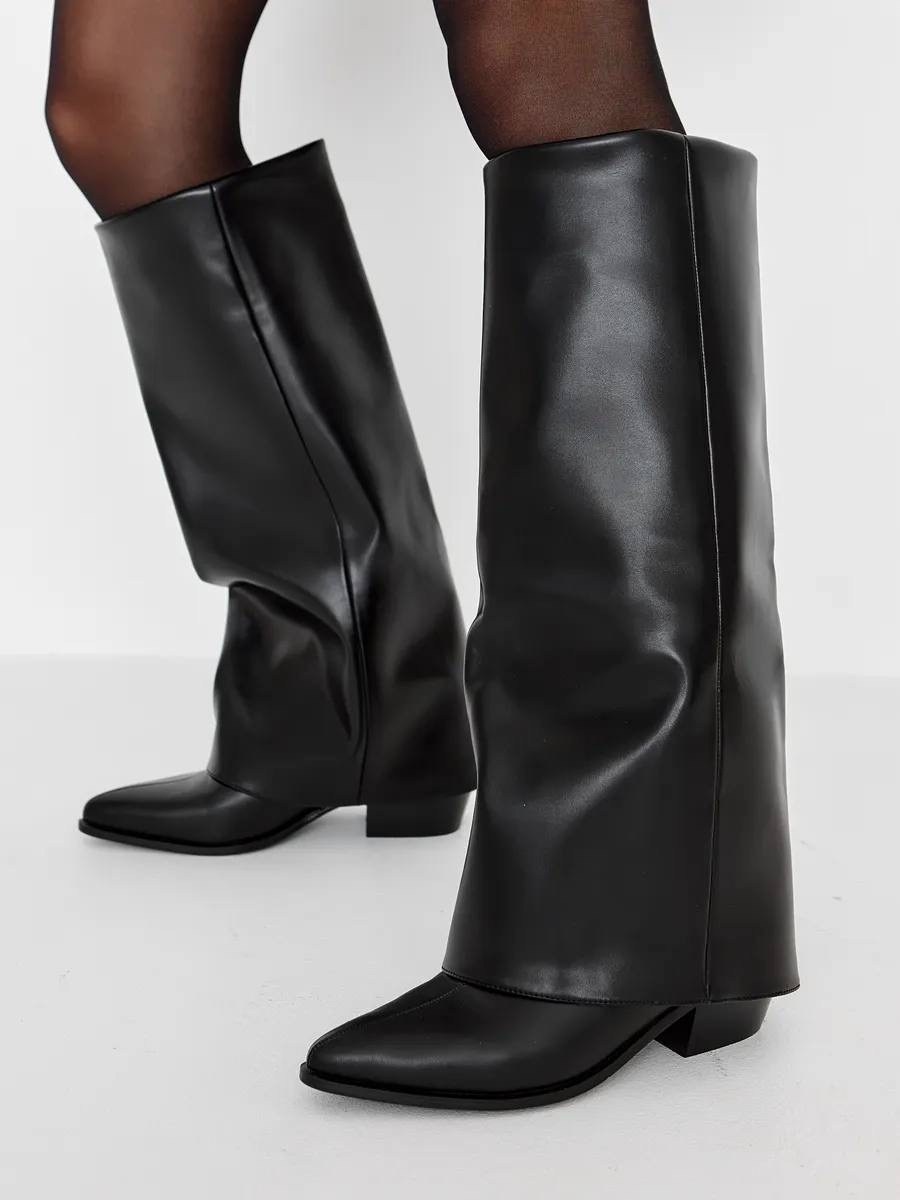 сапоги,сапоги трубы,женские сапоги,сапоги демисезонные с отворотом на толстом каблуке teetspase,сапоги трубы на каблуке демисезонные valentina wang