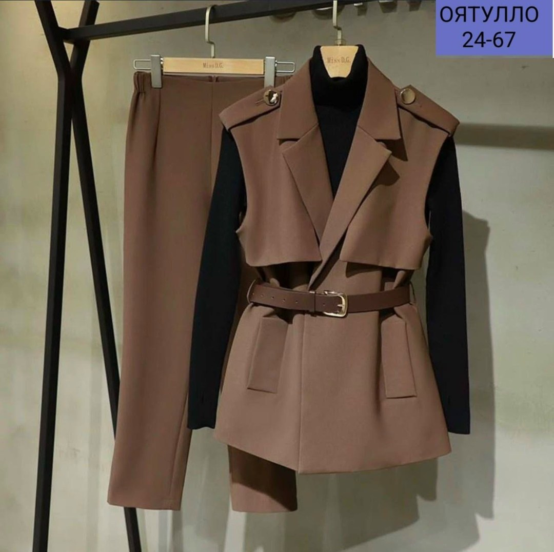 костюм тройка,женский повседневный брючный костюм vgh,брючные женские костюмы,брючный костюм женский клеш,женский пиджак с поясом