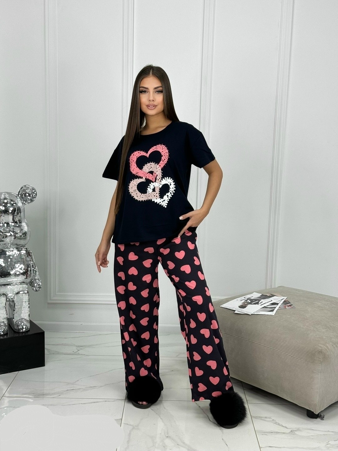 пижама женская,домашняя пижама женская со штанами,женская пижама со штанами,домашний костюм пижама со штанами anna tex,домашняя одежда пижама