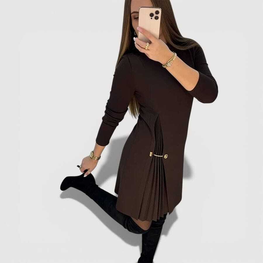 женское платье с длинными рукавами,женское плиссированное платье с,платье женское,платье,платье больших размеров с длинными рукавами