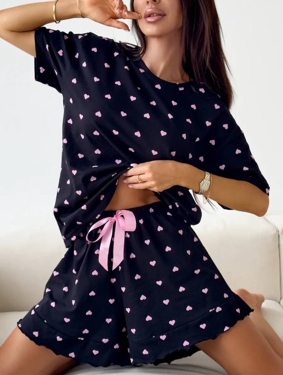 пижама женская,пижама женская с шортам,пижама комплект,пижама с шортами laik moll,пижама с шортами