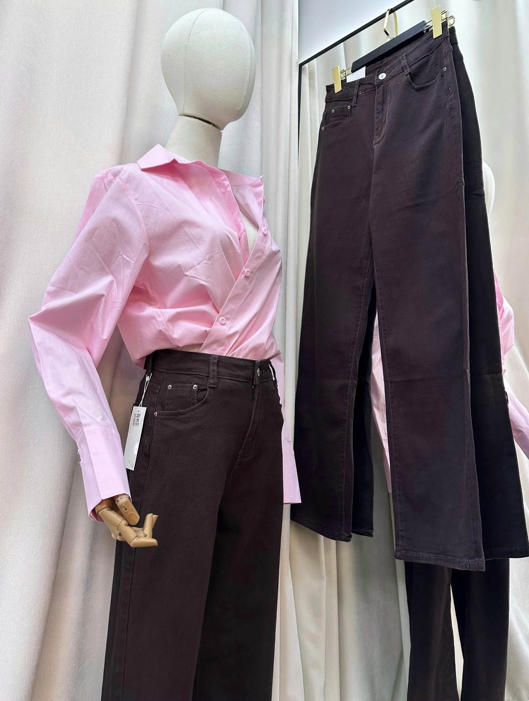 джинсы коричневые широкие с высокой посадкой y2k багги emporiov,женские джинсы,брюки женские,женские джинсы и брюки,широкие джинсы