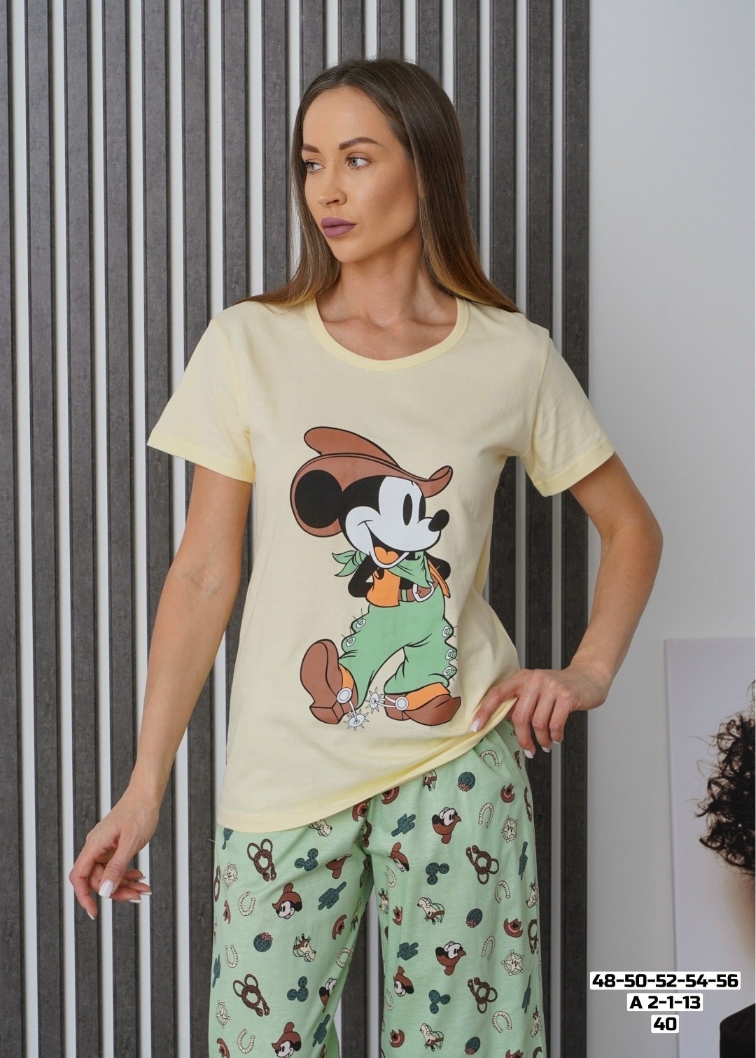 пижама женская,пижама женская микки белый/зеленый 56 ru,пижама,пижама женская микки разноцветная 50 ru,домашняя одежда пижама