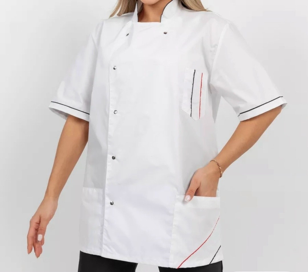 поварской китель,поварской костюм,костюм для повара,поварская форма,костюм мужской повара су-шеф (тк.тиси), черный/красный