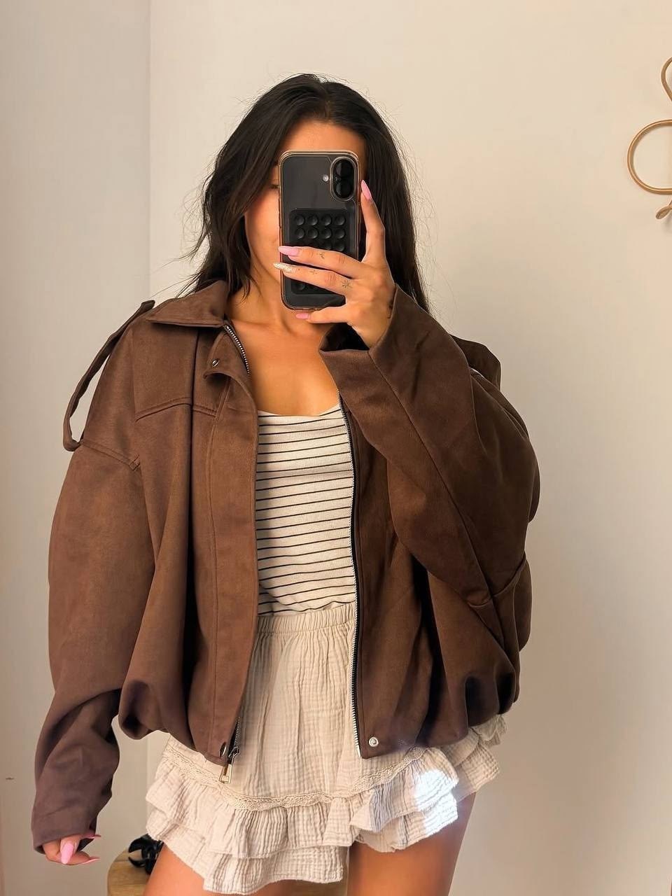 повседневная куртка,бомбер замшевый куртка весенняя оверсайз o&j,куртка бомбер оверсайз замшевая,бомбер женский кожаный куртка осенняя оверсайз ветровка,куртка замшевая