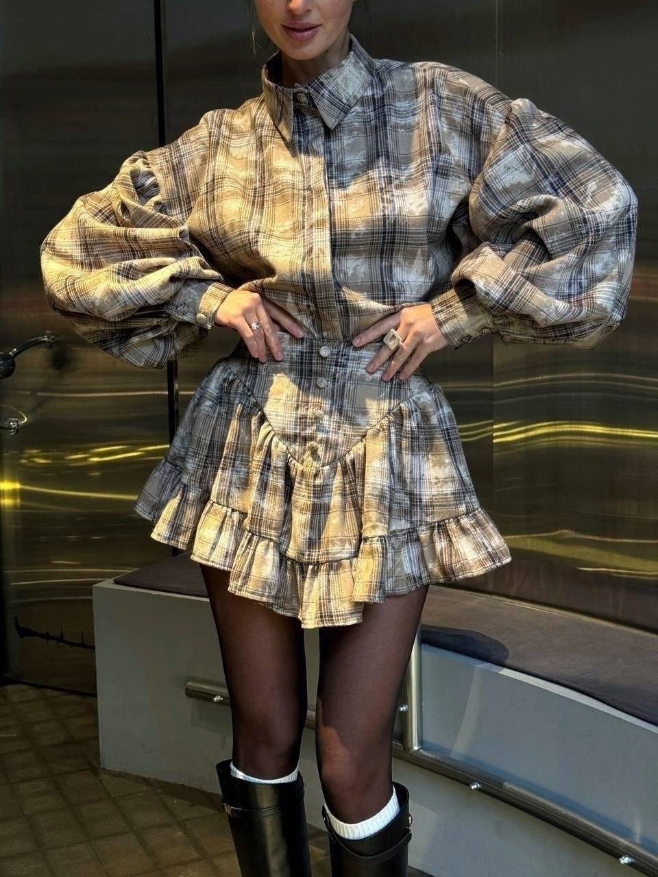 костюм юбочный с рубашкой,костюм женский с юбкой и рубашкой,костюм женский с юбкой и рубашкой арт.3475567,костюм двойка рубашка с юбкой летний,женский костюм в клетку с юбкой