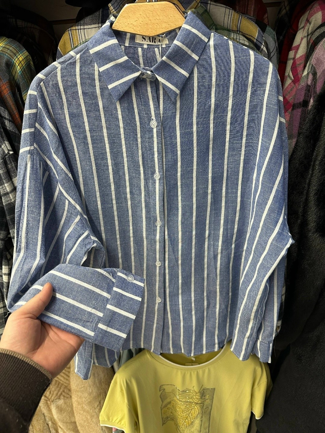 женская рубашка в полоску с карманами из чистого хлопка,женская рубашка в полоску,рубашка в полоску,полосатая рубашка,повседневная рубашка