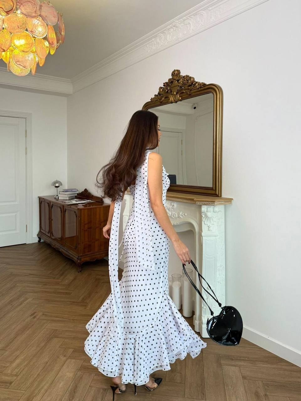 женское платье в горошек,женская юбка с принтом в горошек,шифоновое платье в горошек,летнее платье в горошек,шифоновое платье