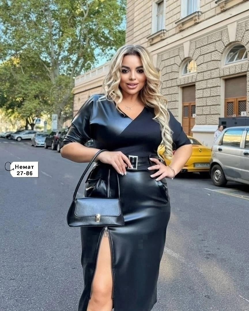 платье женское больших размеров,кожаное платье для полных,платье миди,пышная девушка,платье женское