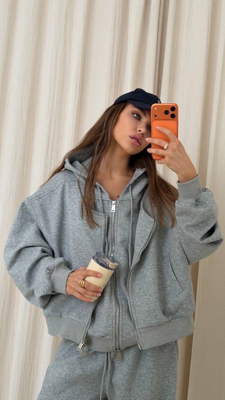 толстовка спортивная теплая на молнии fashion_ellie,костюм женский,толстовка флис,толстовка женская,спортивный костюм