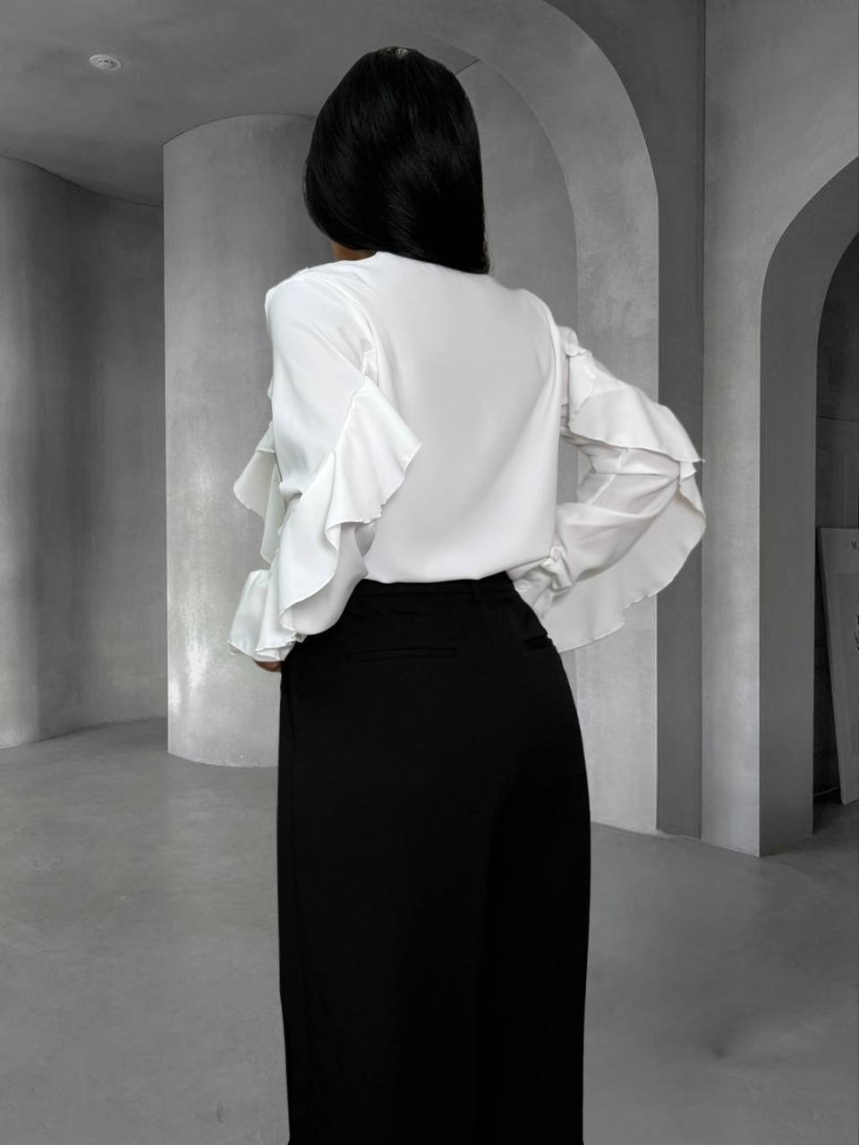 белая блузка с длинными рукавами шифоновая блузка с рюшами для женщин,стильные блузки,блузка с оборками,блузка с воланами и рюшами,женская блузка