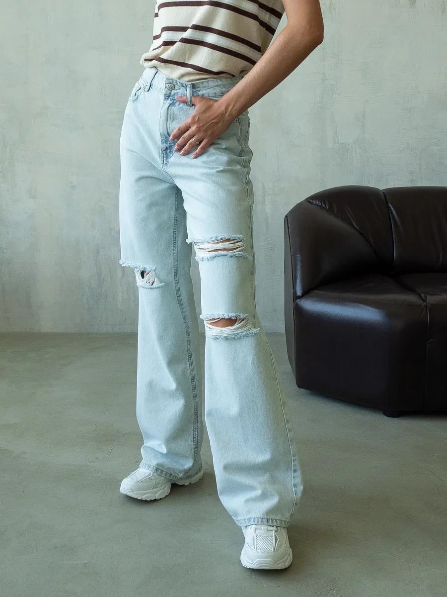 джинсы женские,широкие джинсы,джинсы широкие рваные,одежда джинсы,модные свитера