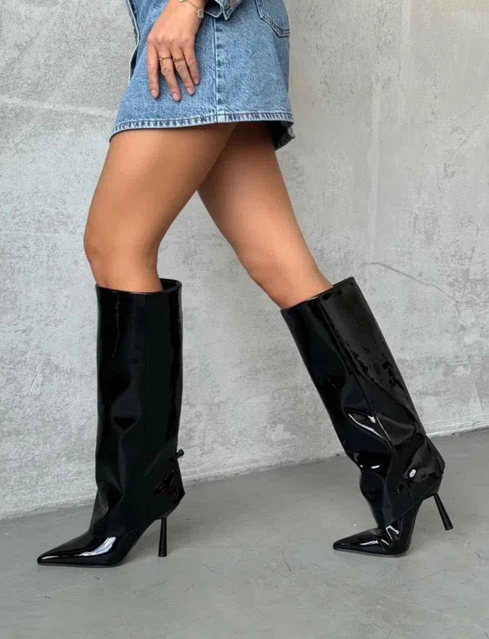 ботфорты лаковые еврозима на высоком каблуке valentina wang,сапоги женские,сапоги,сапоги демисезонные лакированные на шпильке magic heels,лакированные сапоги