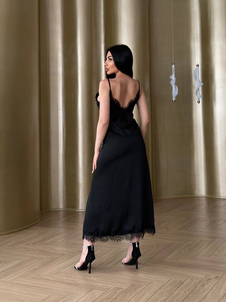 длинная сорочка на бретелях mia-amore adelina 4175 черный,длинная шелковая сорочка с кружевом mia-amore adelina 4175,элегантная длинная шёлковая сорочка чёрная с ажуром аделина 4175 mia-amore,элегантн