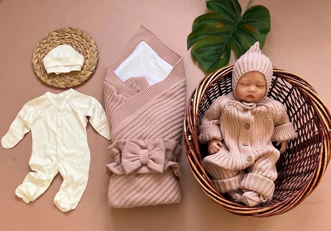 вязаный комплект на выписку,комплект на выписку тося&бося новорожденные,комплект на выписку и прогулки " hugge" 5 предметов цвет: молочный,комплект на выписку для новорожденного,комплект на выписку