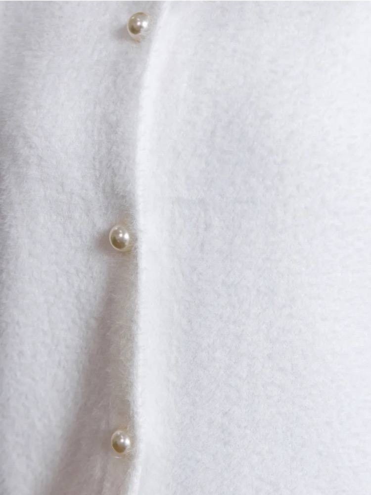 кардиган укороченный на пуговицах пушистый pustovaya 251160211,кардиган белый,кардиган,кофта белая,кардиган вязаный