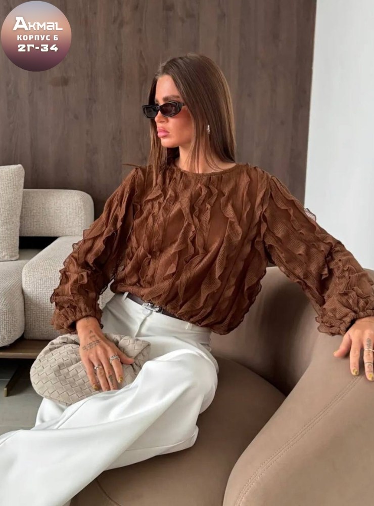 блузка нарядная с воланами и рюшами come alone 304052378,блузка с оборками,женская блузка,блузка нарядная с воланами и рюшами mara'zme,блузка нарядная с воланами и рюшами