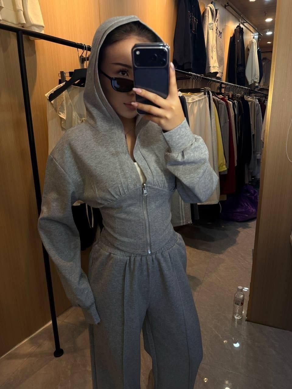 женский спортивный костюм серый с длинным рукавом,женский трикотажный костюм из двух предметов,женский спортивный костюм,спортивные костюмы женские на флисе,спортивный женский костюм серый