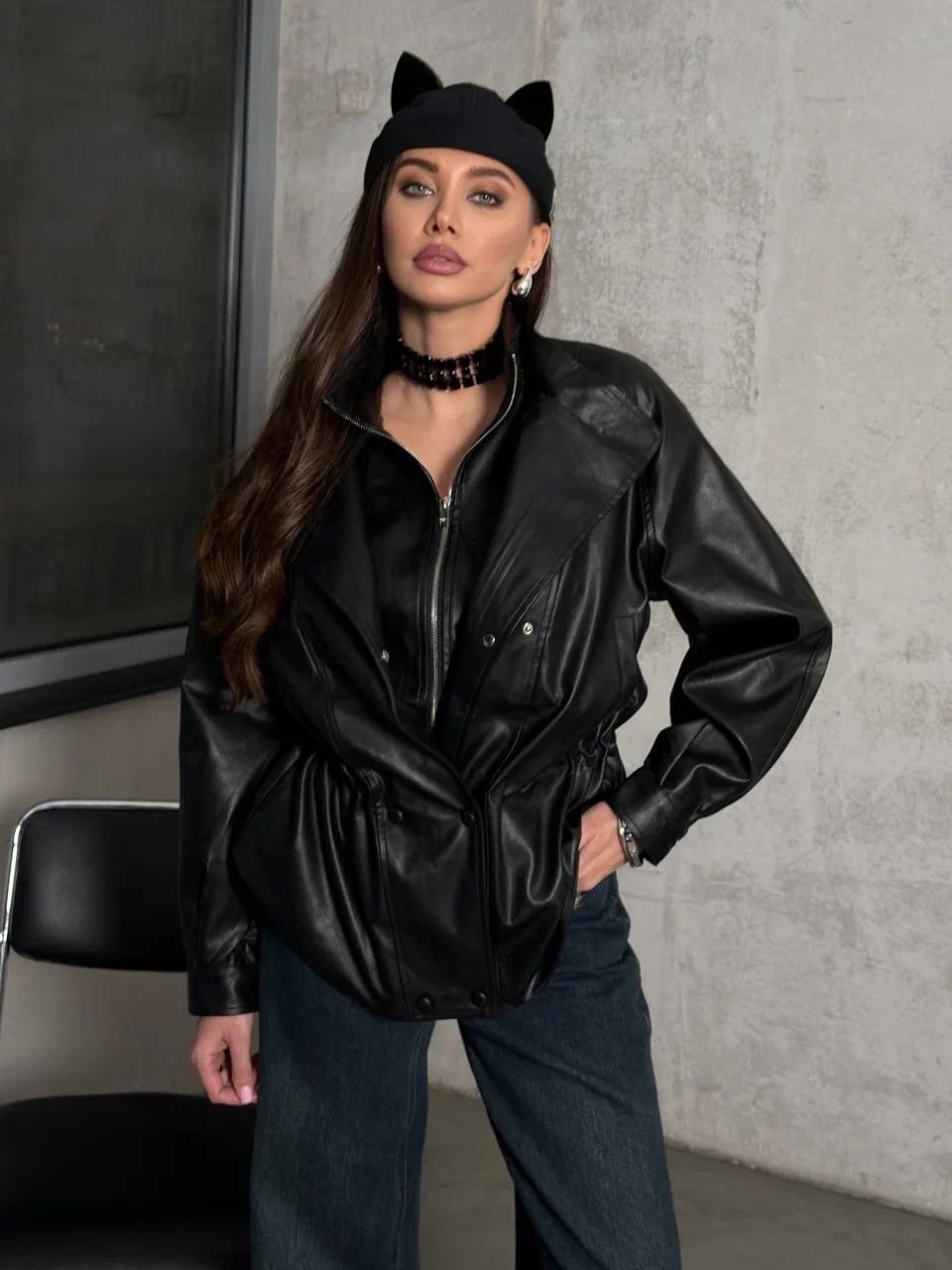 женская кожаная куртка,куртка из экокожи,кожаная куртка,куртка свободного кроя,косуха куртка женская кожаная