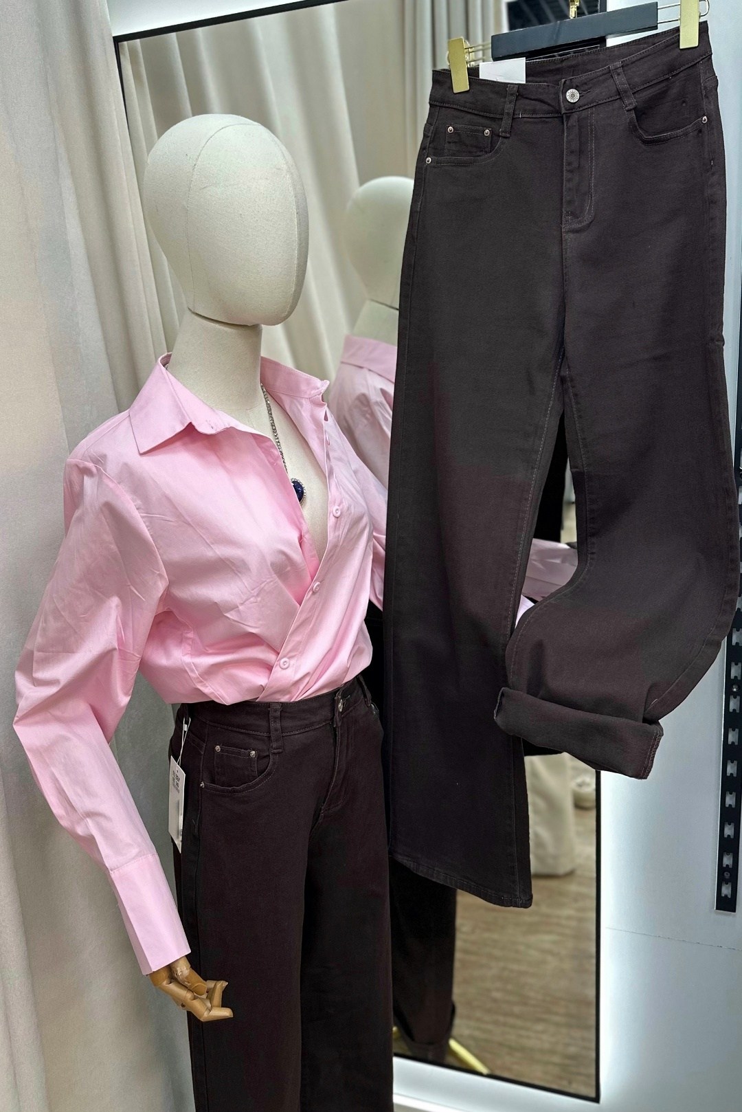 джинсы коричневые широкие с высокой посадкой y2k багги emporiov,женские джинсы,брюки женские,женские джинсы и брюки,широкие джинсы