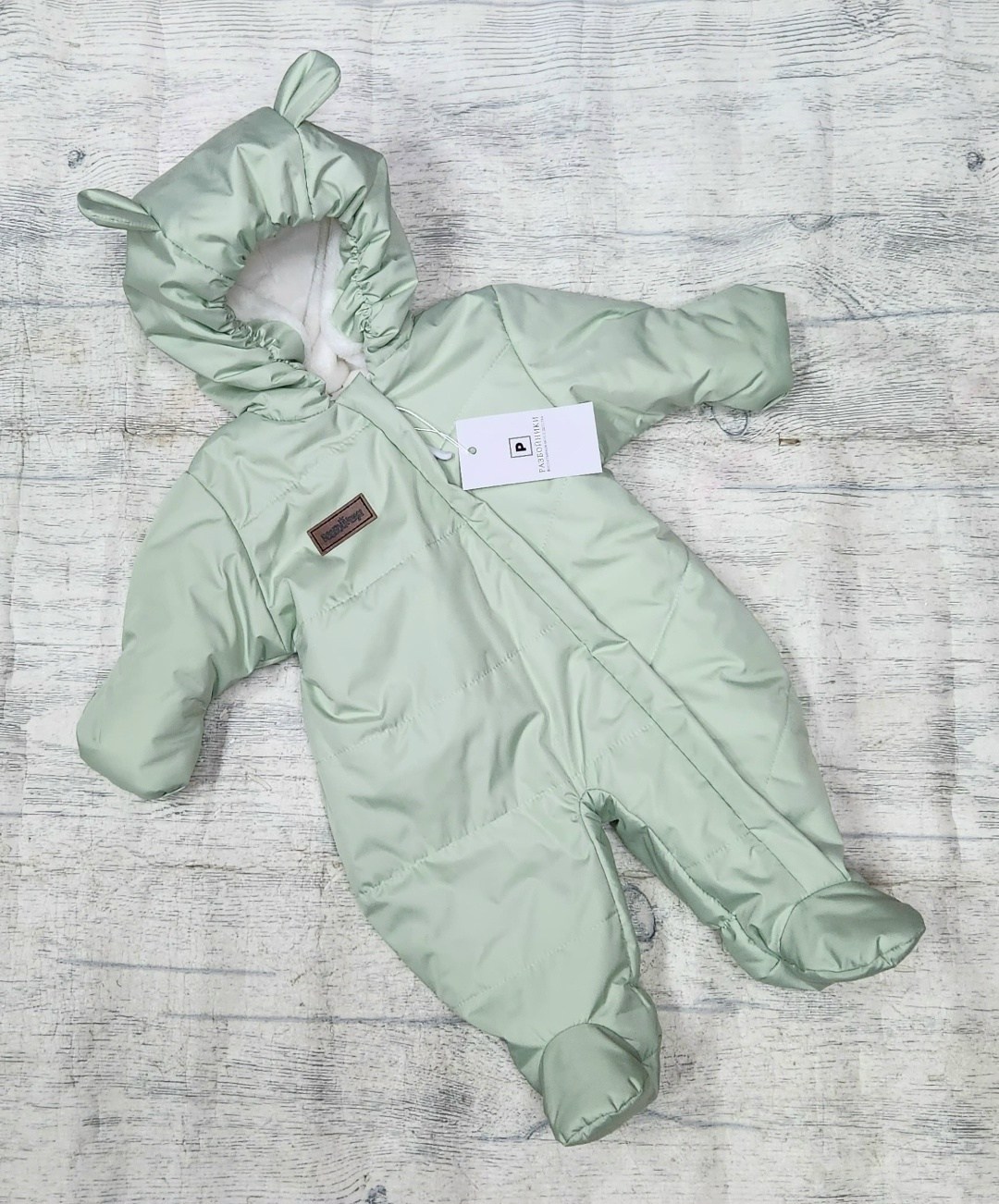 демисезонный комбинезон для малыша,комбинезон для новорожденного демисезонный,комбинезон для новорожденных демисезонный серо-зеленый,комбинезон детский демисезонный,демисезонный комбинезон