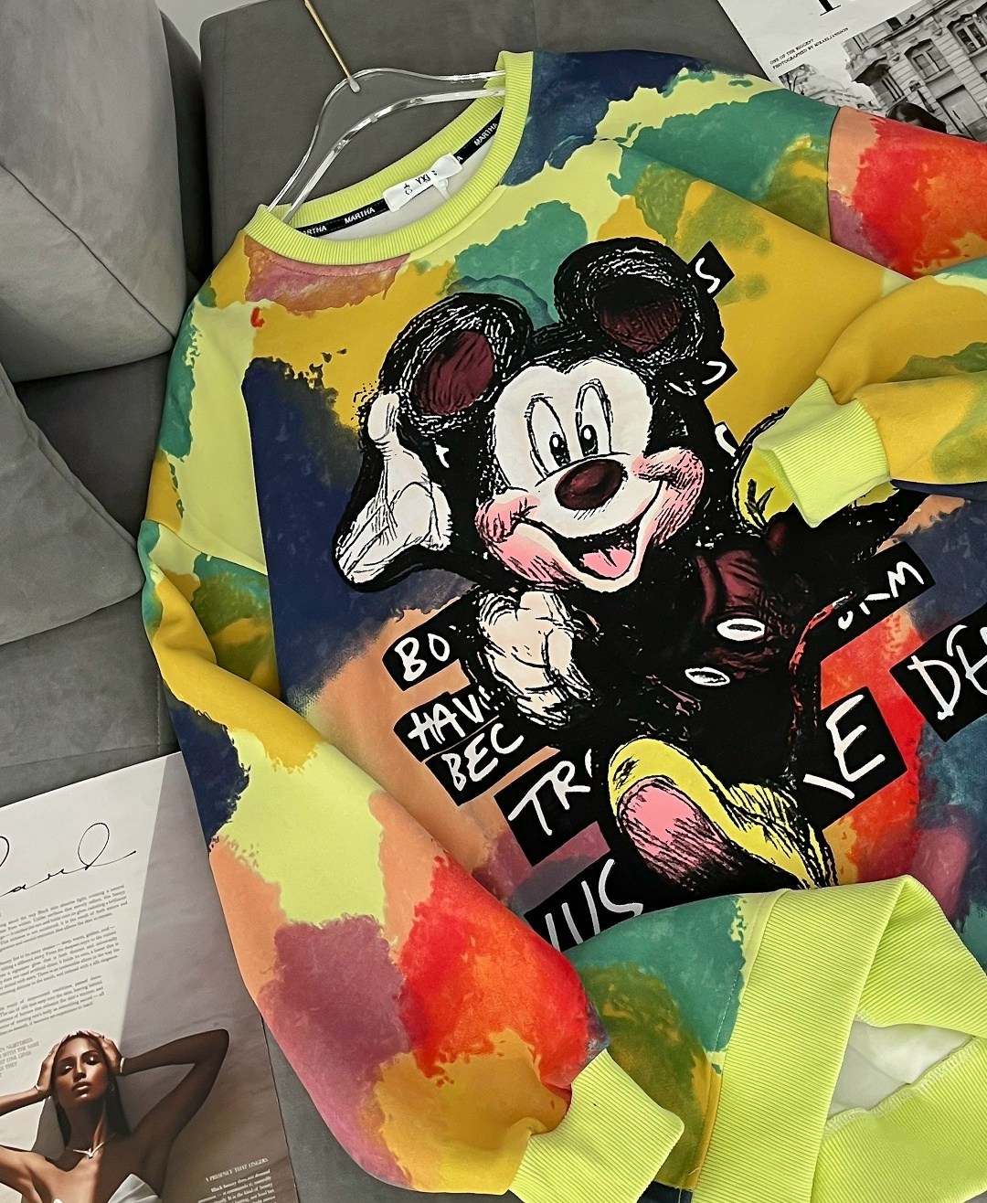 свитшот женский,свитшот оверсайз с принтом микки маус,женская кофта,свитшот варенка миккимаус amour closet,кофта