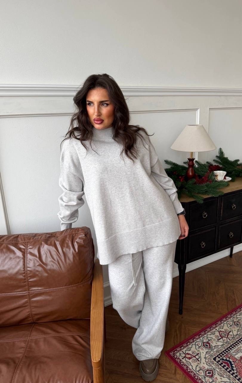 костюм теплый вязаный оверсайз лапша с брюками allamoda,трикотажный костюм,теплый вязаный костюм,костюм трикотаж,костюм кашемир